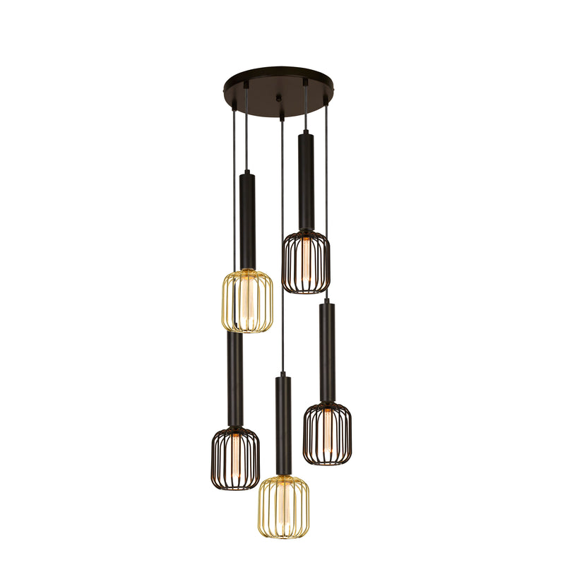 Searchlight 35721-5BK Dulwich 5Lt Multi-Drop Pendant - Black Metal