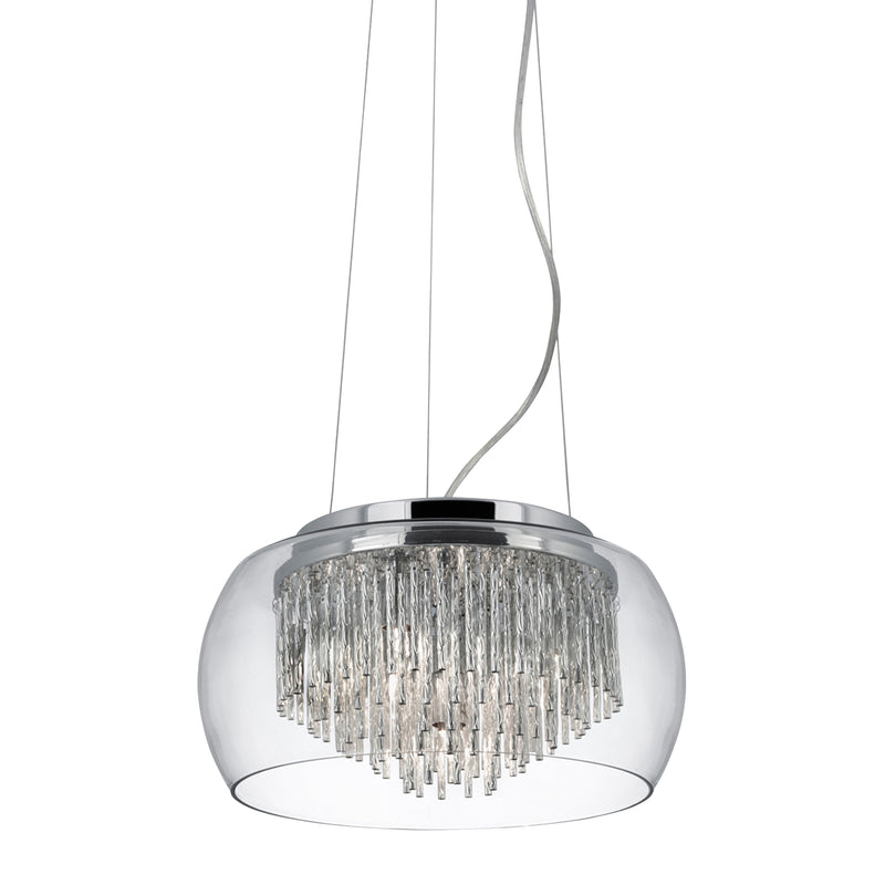 Searchlight 3624-4CC Curva 4Lt Pendant - Chrome Metal & Crystal Glass