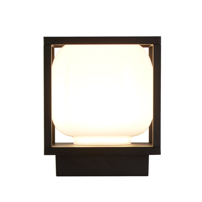 Searchlight 38141BK Athens Outdoor Wall Light - Black Metal & Opal Glass