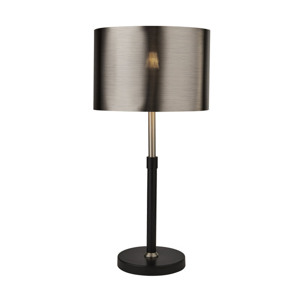 Searchlight 3877BK Rachel Table Lamp- Black, Silver, Chrome Metal & Black Shade