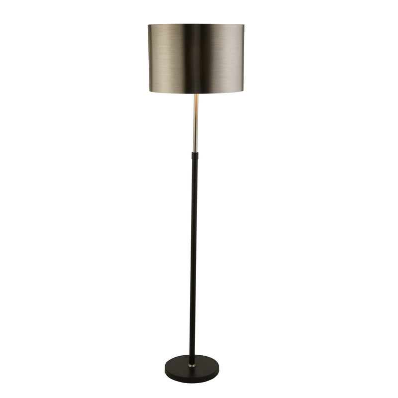 Searchlight 3879BK Rachel Floor Lamp - Black Metal, Satin Silver & Chrome Shade