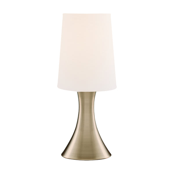 Searchlight 3922AB Touch Table Lamp - Antique Brass Metal & Cream Fabric Shade