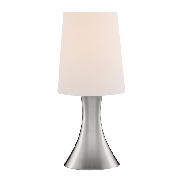 Searchlight 3922SS Touch Table Lamp - Satin Silver Metal & White Fabric Shade