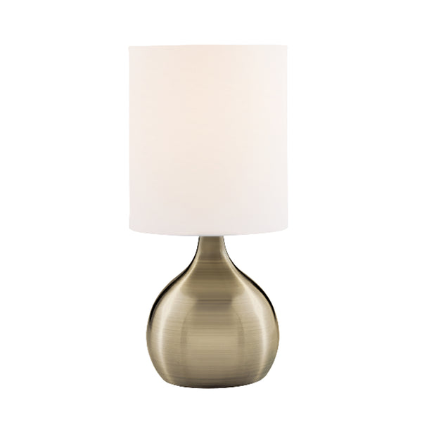 Searchlight 3923AB Touch Table Lamp - Antique Brass Metal & Ivory Fabric Shade