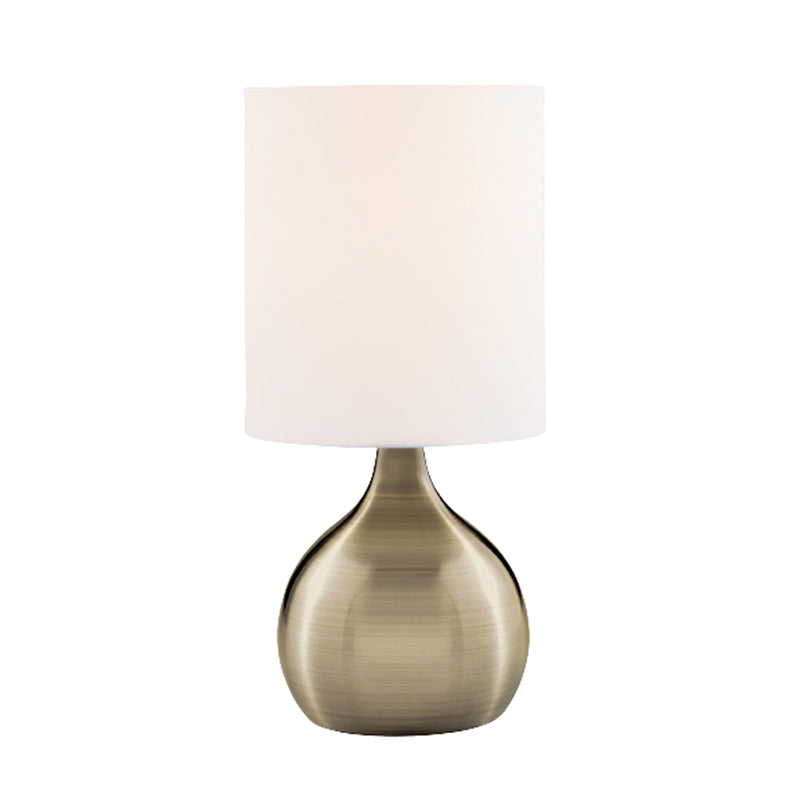 Searchlight 3923AB Touch Table Lamp - Antique Brass Metal & Ivory Fabric Shade