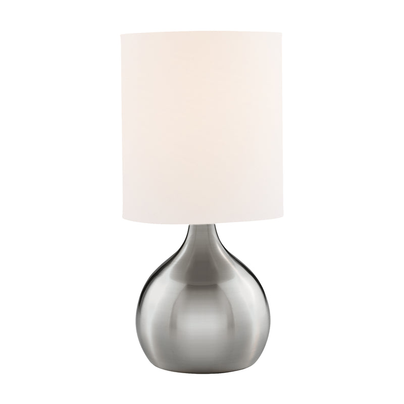 Searchlight 3923SS Touch Table Lamp - Satin Silver Metal & Ivory Fabric Shade