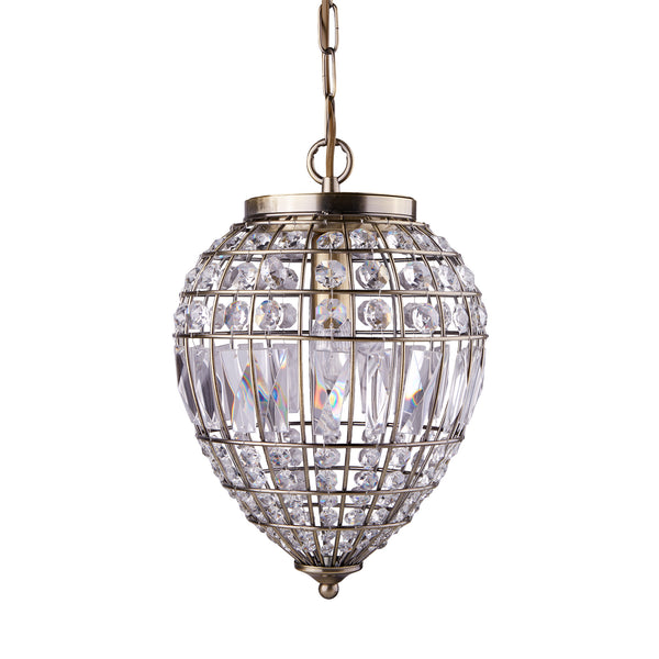 Searchlight 3991AB Pineapple  Pendant  - Antique Brass Metal & Glass