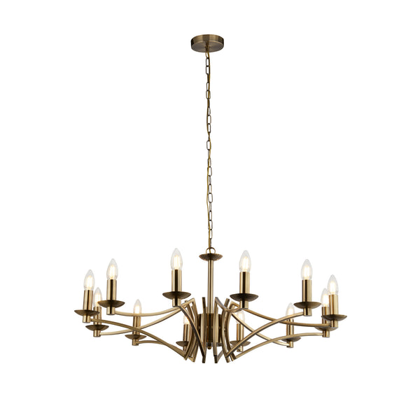 Searchlight 41312-12AB Ascot  12Lt Pendant - Antique Brass Metal