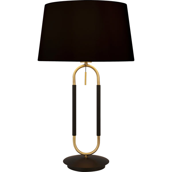 Searchlight 41431SB Jazz Table Lamp - Black, Satin Brass Metal & Black Velvet