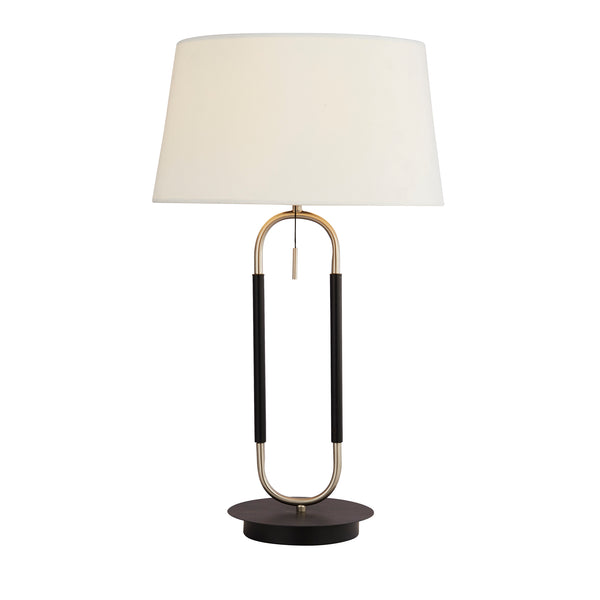 Searchlight 41431SS Jazz Table Lamp - Black, Satin Silver Metal & White Velvet