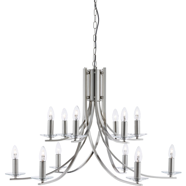 Searchlight 41612-12SS Ascona 12Lt Pendant - Satin Silver & Clear Glass Sconces