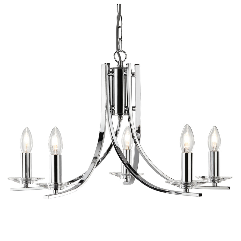 Searchlight 4165-5CC Ascona 5Lt Pendant - Chrome Metal & Glass