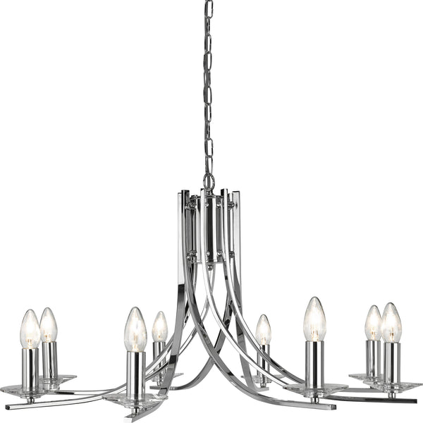 Searchlight 4168-8CC Ascona 8Lt Pendant - Chrome Metal & Glass