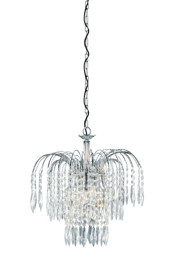 Searchlight 4173-3 Waterfall 3Lt Pendant - Chrome Metal & Crystal