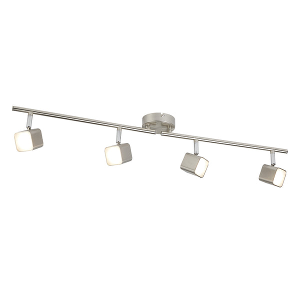 Searchlight 4234SS-ND Quad 4LT LED Square Head Split Bar Spotlight - Satin Silver