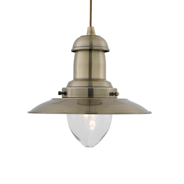 Searchlight 4301AB Fisherman Pendant  - Antique Brass Metal & Glass