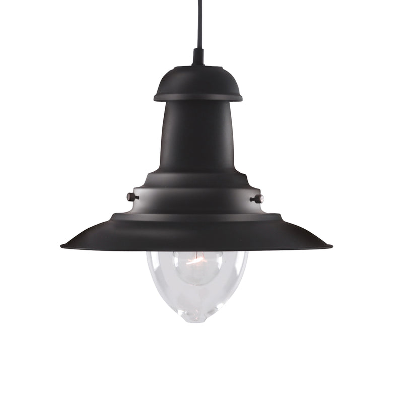 Searchlight 4301BK Fisherman Pendant  - Black Metal & Glass