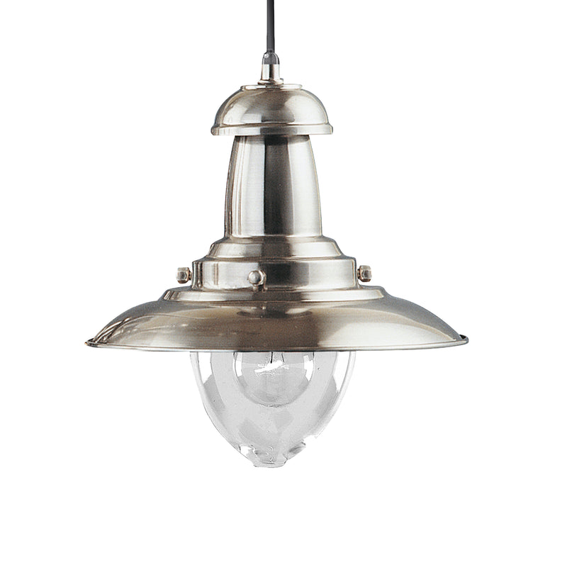 Searchlight 4301SS Fisherman Pendant  - Satin Silver Metal & Glass