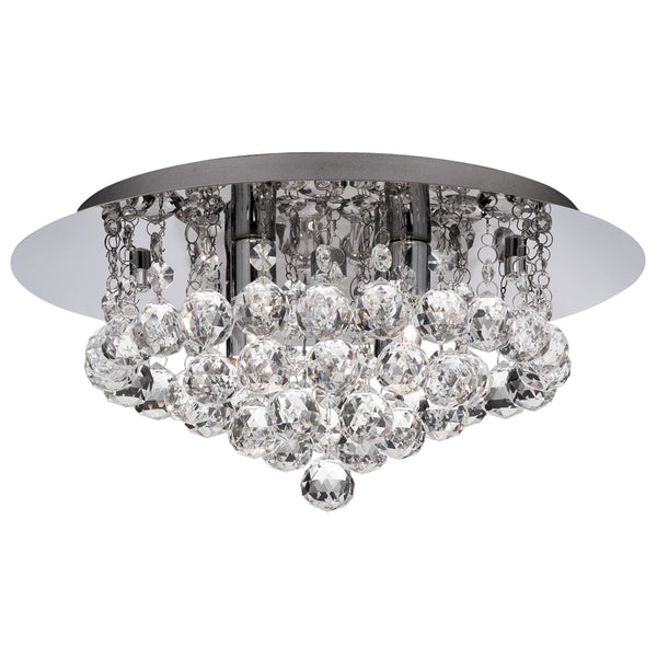 Searchlight 4404-4CC-LED Hanna II 4Lt Flush - Chrome Metal & Clear Crystal