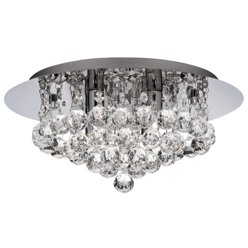 Searchlight 4404-4CC-LED Hanna II 4Lt Flush - Chrome Metal & Clear Crystal