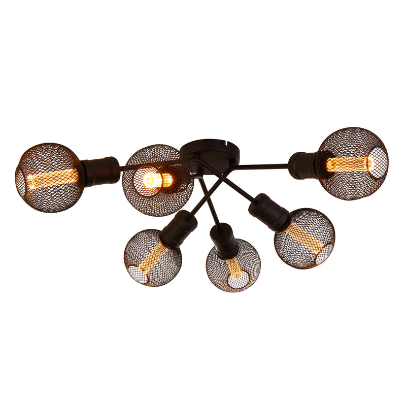 Searchlight 45201-6BK Dance 6Lt Flush - Sand Black Metal - Searchlight - Falcon Electrical UK