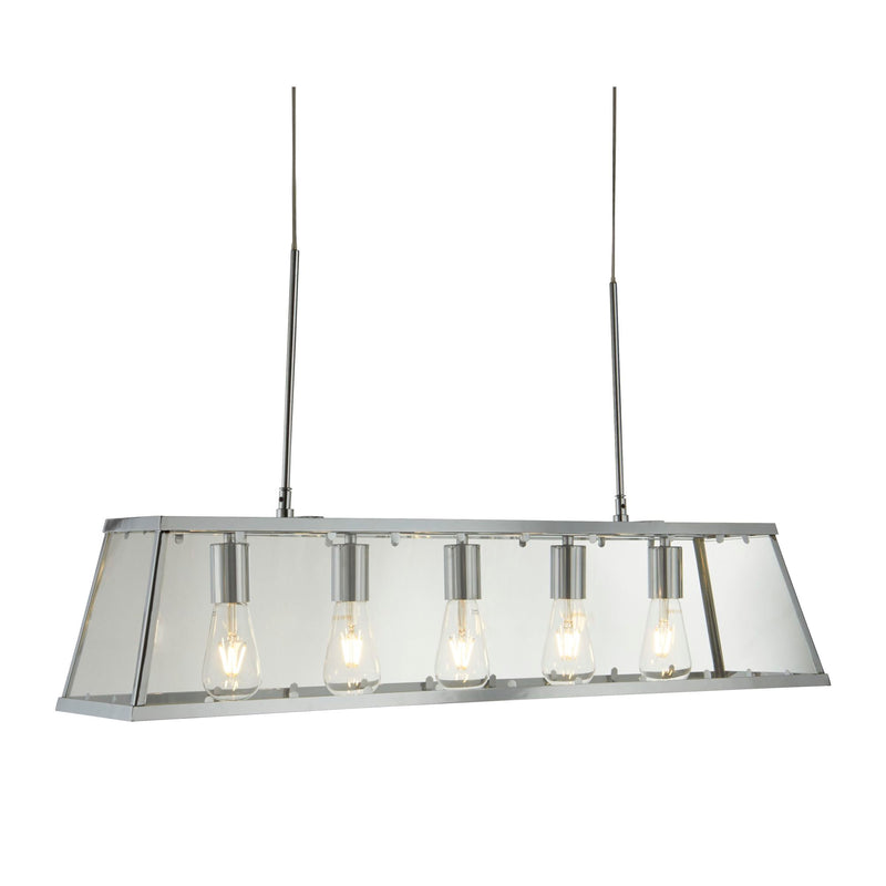 Searchlight 4614-5CC Voyager 5Lt Bar Pendant - Chrome Metal & Glass