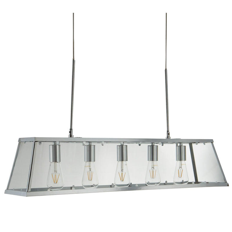 Searchlight 4614-5CC Voyager 5Lt Bar Pendant - Chrome Metal & Glass