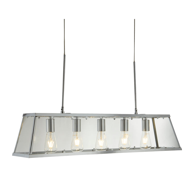 Searchlight 4614-5CC Voyager 5Lt Bar Pendant - Chrome Metal & Glass