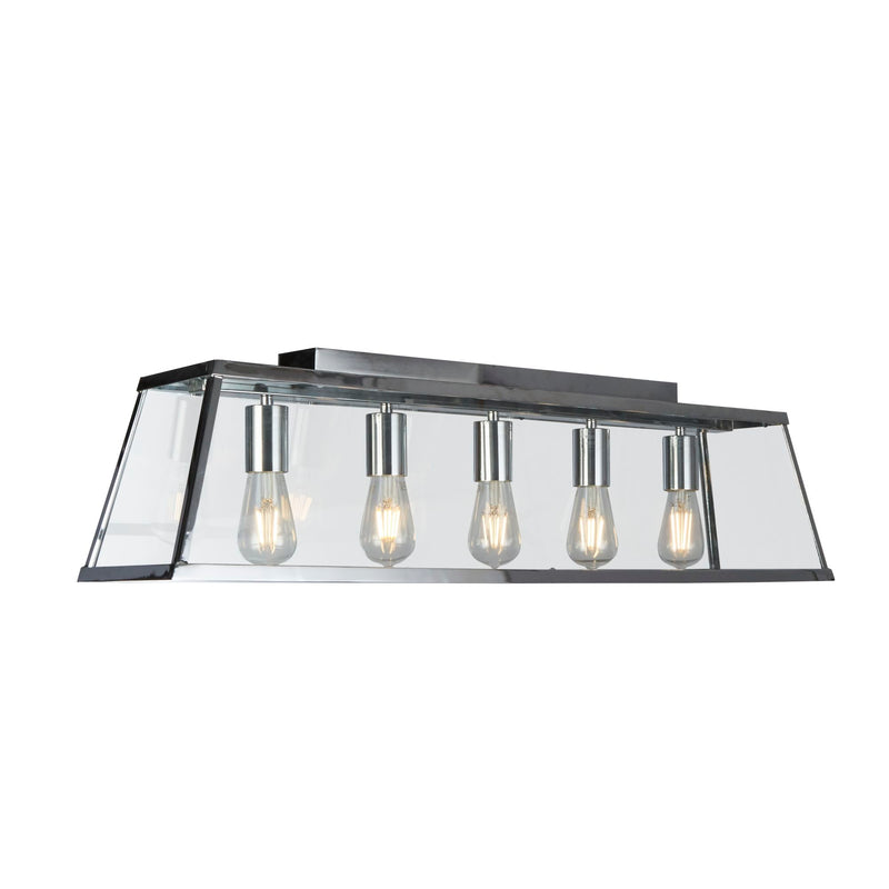 Searchlight 4614-5CC Voyager 5Lt Bar Pendant - Chrome Metal & Glass