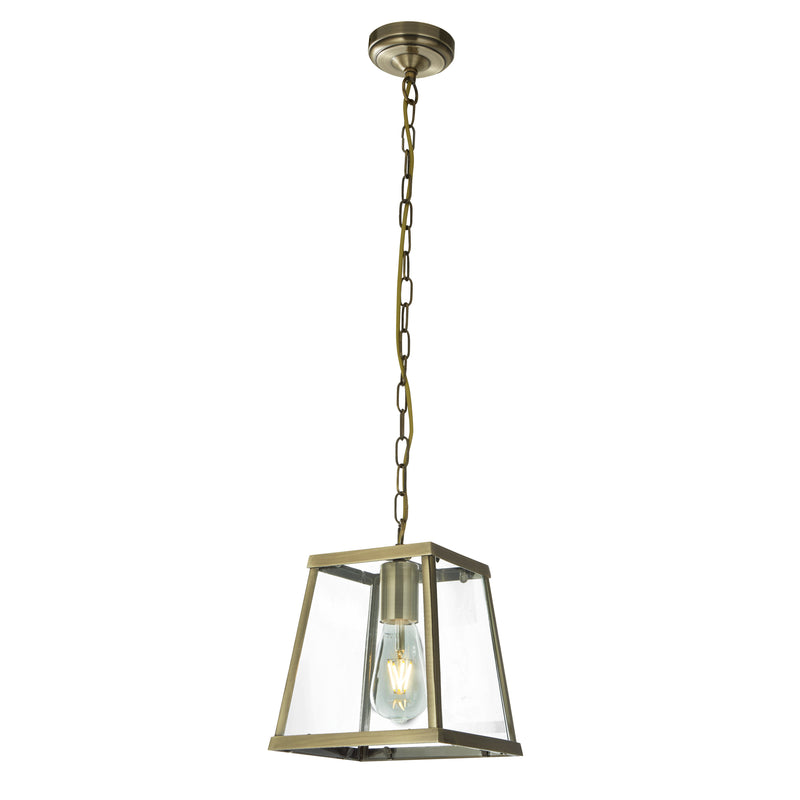 Searchlight 4614AB Voyager Pendant - Antique Brass & Glass