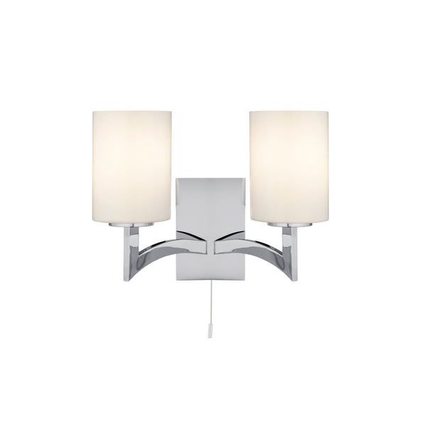 Searchlight 4992-2CC Gina 2Lt Wall Light - Chrome & White Glass Shades