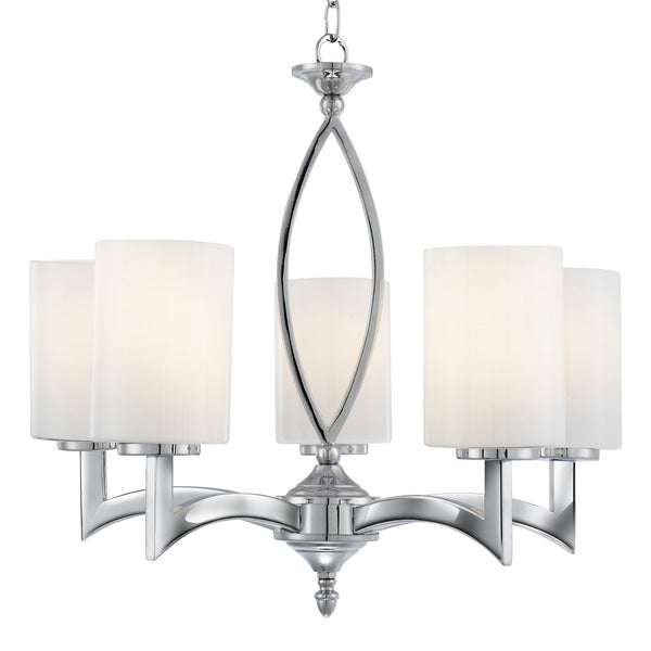 Searchlight 4995-5CC Gina 5Lt Pendant - Chrome & White Glass Shades