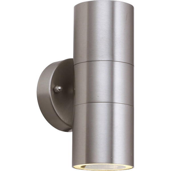 Searchlight 5008-2-LED Metro Outdoor Wall Light - Stainless Steel Metal & Glass