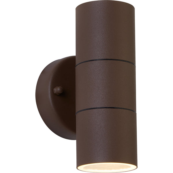 Searchlight 5008-2RUS-LED Metro Outdoor Wall Light - Rustic Brown Metal & Glass