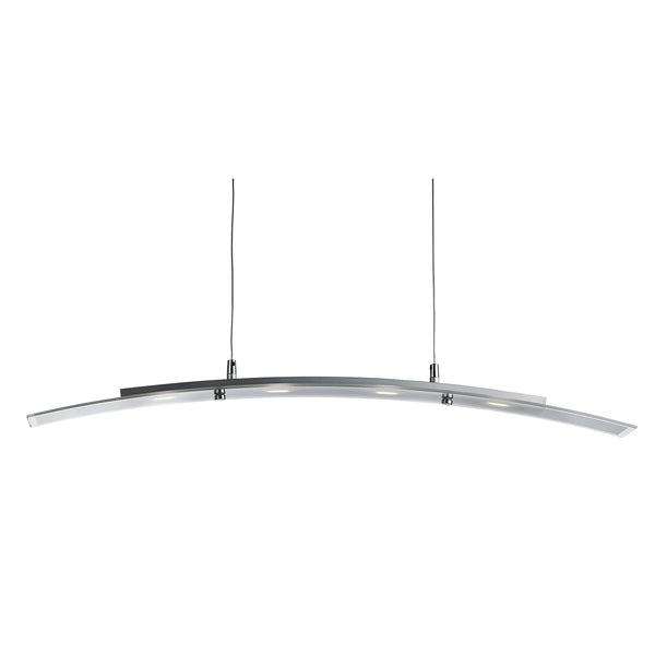 Searchlight 5064-4SS Curve 4Lt Pendant - Satin Silver Metal & Frosted Glass