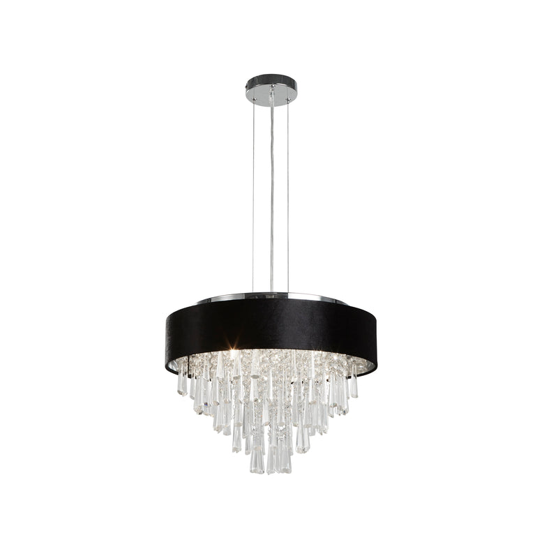 Searchlight 50818-5BK Glamour 5Lt Pendant/Semi-Flush- Black Velvet & Clear Crystal