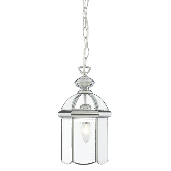 Searchlight 5131CC Bevelled Lantern Pendant  - Chrome Metal & Clear Glass