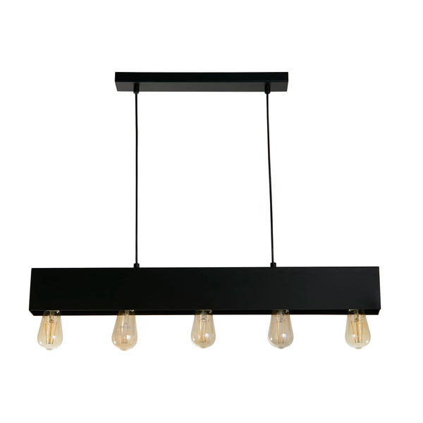 Searchlight 51607-5BK Piano 5Lt Diner Bar Pendant - Matt Black Metal - Searchlight - Falcon Electrical UK