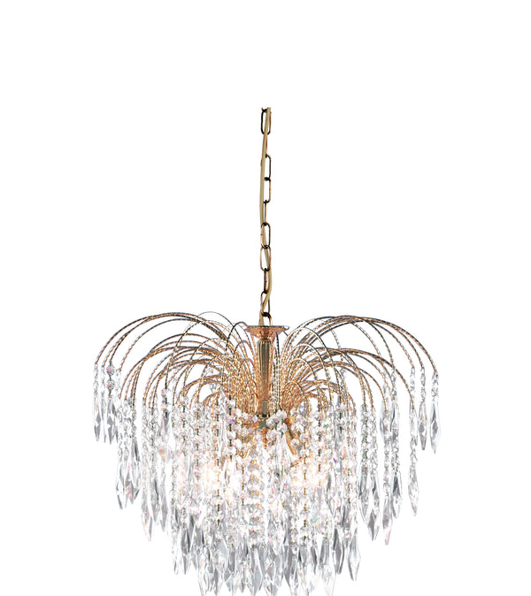 Searchlight 5175-5 Waterfall 5Lt Pendant - Gold Metal & Crystal