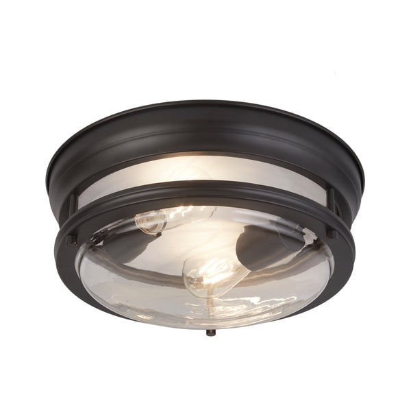 Searchlight 5182BK Glasgow 2Lt Flush - Black Metal & Clear Glass