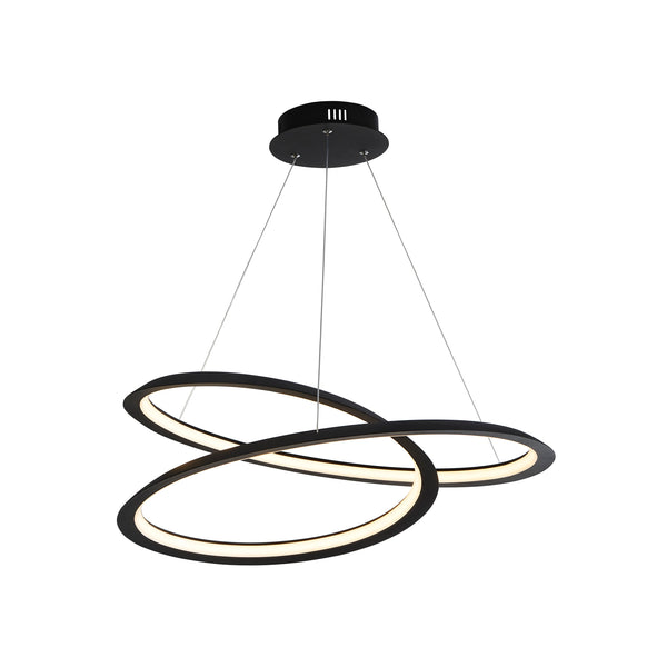 Searchlight 51871-1BK Swirl II  Pendant  - Sand Black Metal & Opal