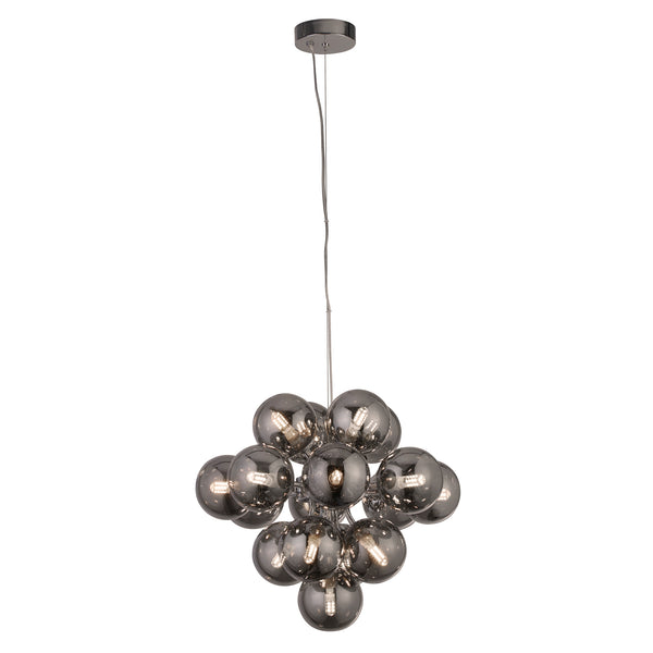 Searchlight 52131-17SM Berry 17Lt Pendant  - Chrome Metal & Smoked Glass