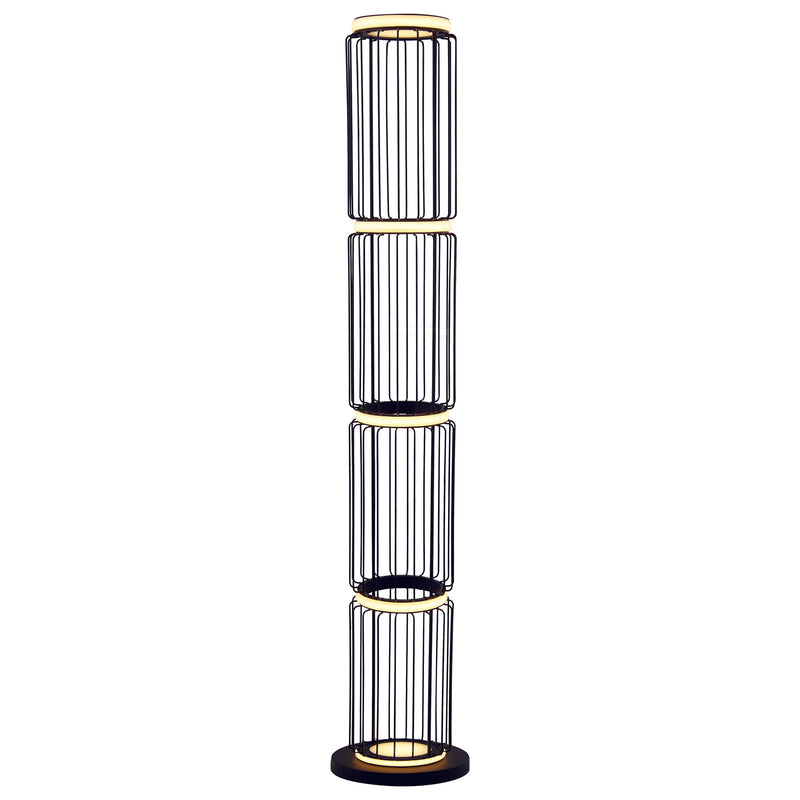 Searchlight 54211-1BK Circolo Cage Floor Lamp - Black Metal & White Silicon