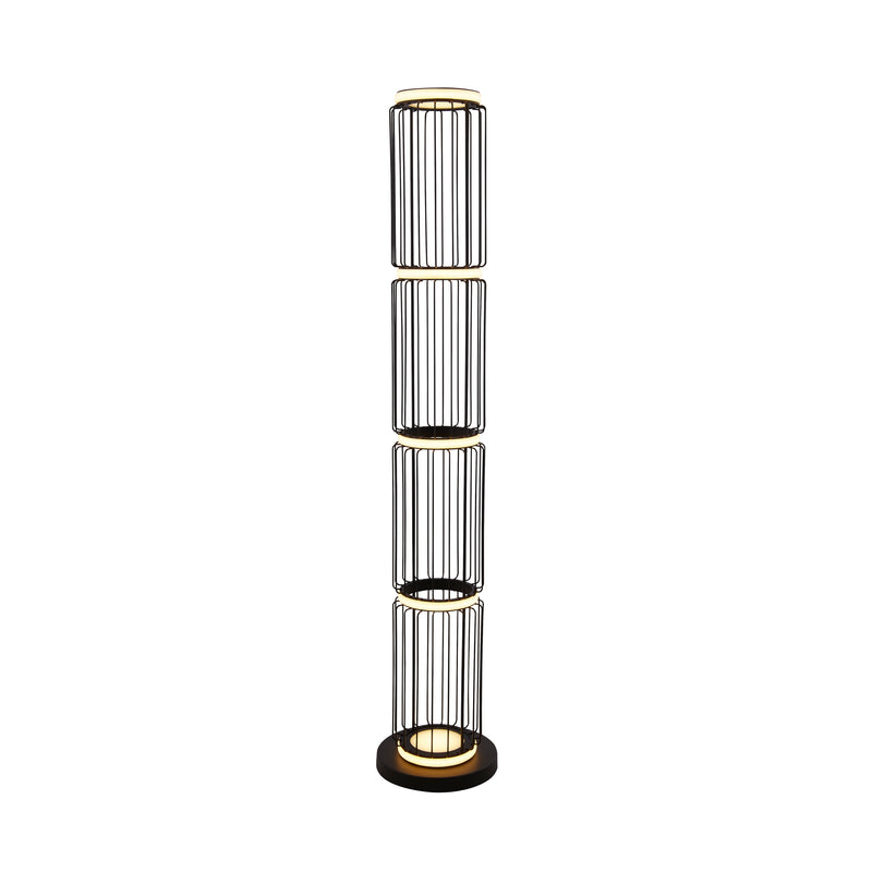 Searchlight 54211-1BK Circolo Cage Floor Lamp - Black Metal & White Silicon