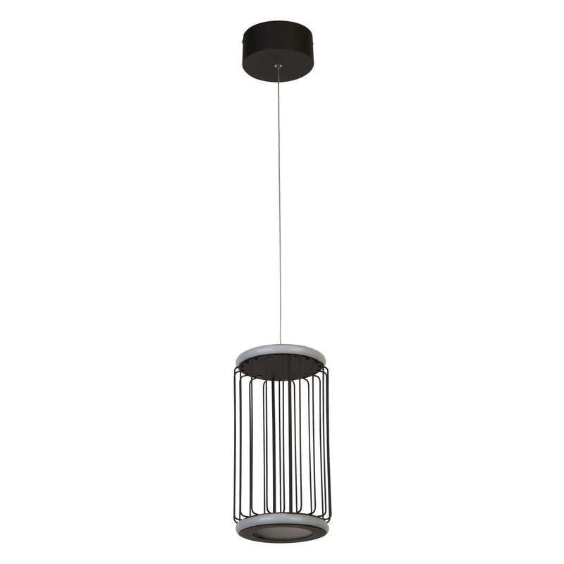 Searchlight 54212-1BK Circolo Cage Pendant - Black Metal & White Silicon