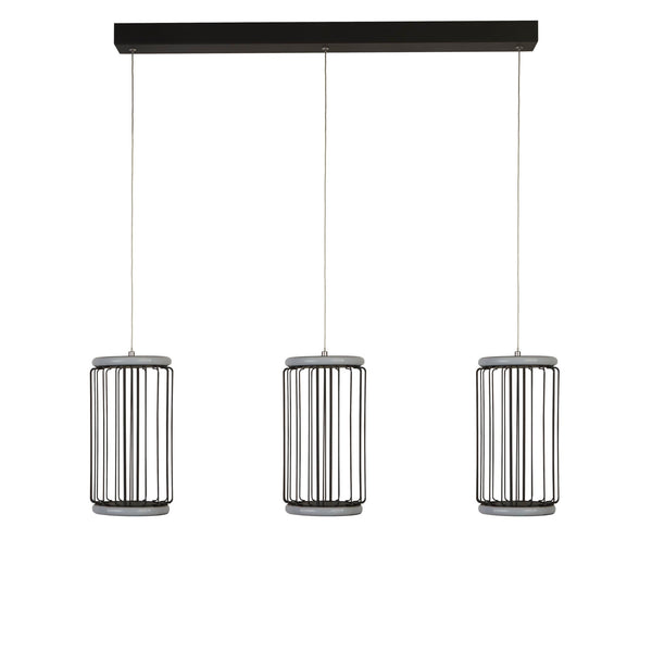 Searchlight 54212-3BK Circolo 3Lt Cage Bar Pendant - Black Metal & White Silicon