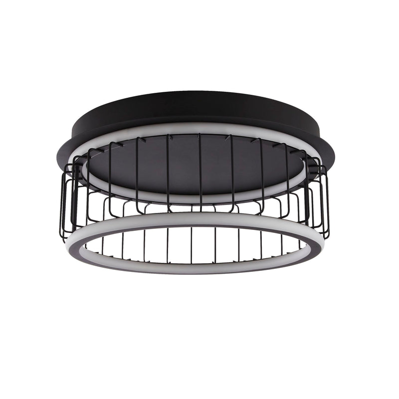 Searchlight 54215-1BK Circolo Cage Flush - Black Metal & White Silicon