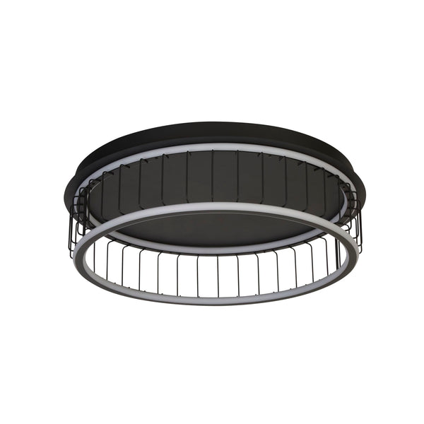 Searchlight 54216-1BK Circolo Cage Flush - Black Metal & White Silicon