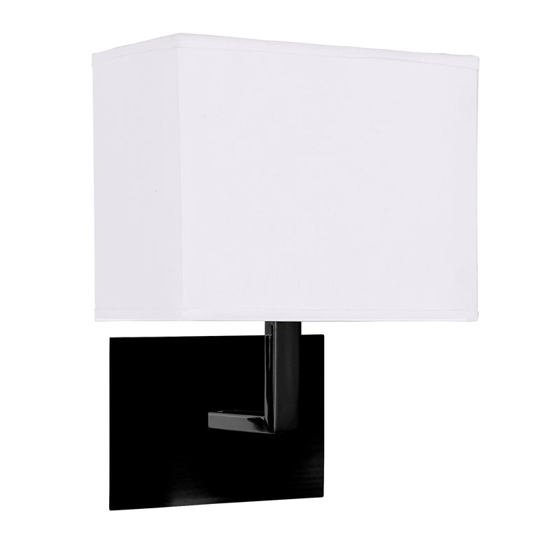 Searchlight 5519BK Hotel Wall Light - Matt Black Metal & White Fabric Shade