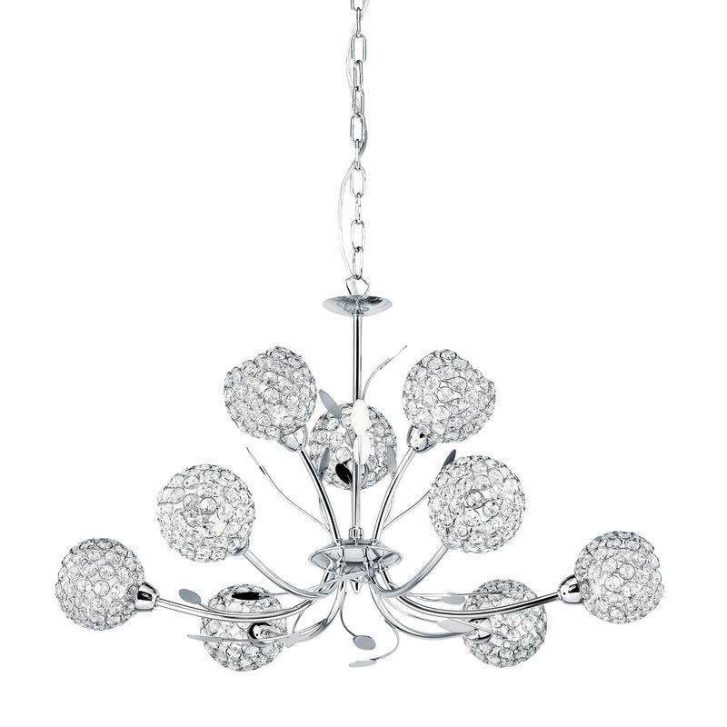 Searchlight 5579-9CC Bellis II 9Lt Pendant - Chrome & Clear Glass